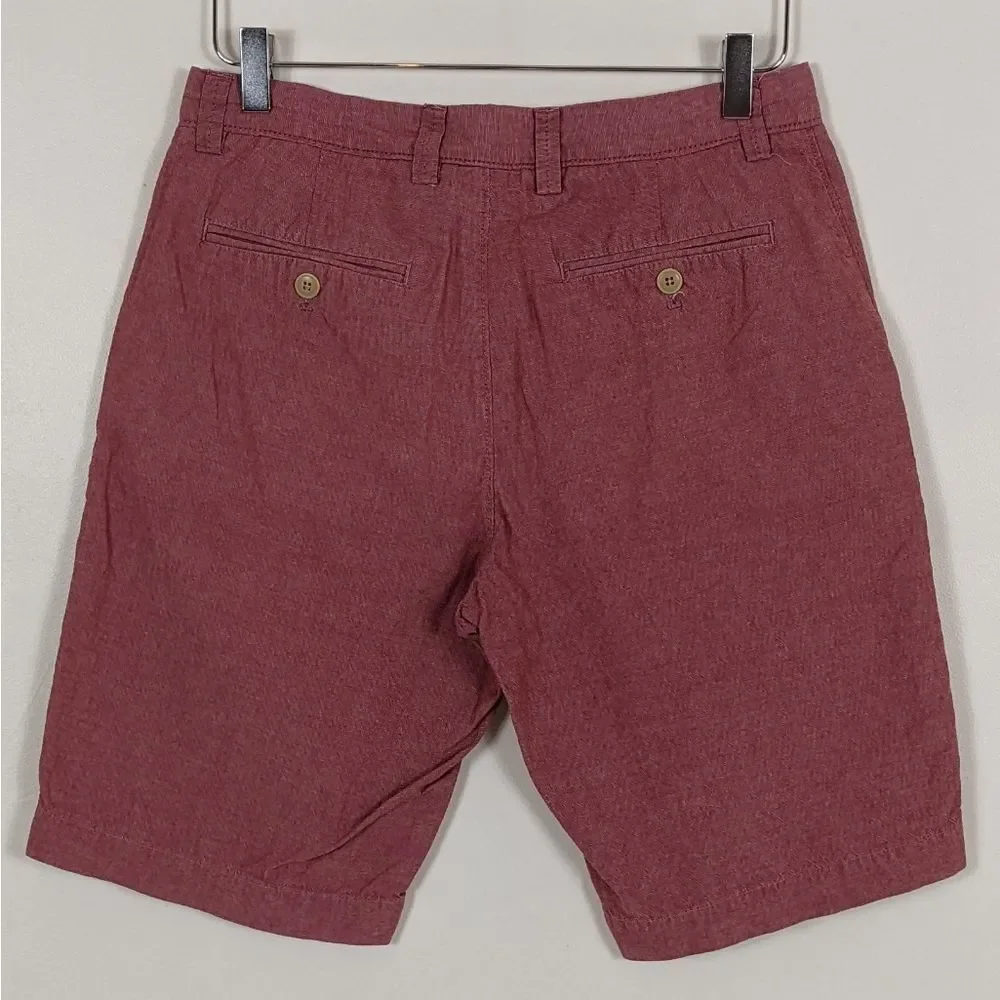 J. Crew Men's Red Chambray Cotton Shorts Waist 30